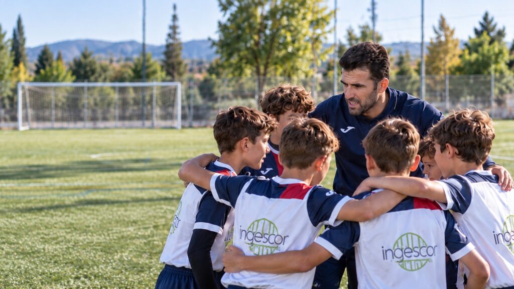 Escena ilustrativa de entrenamiento con la equipación de CD Fuentes