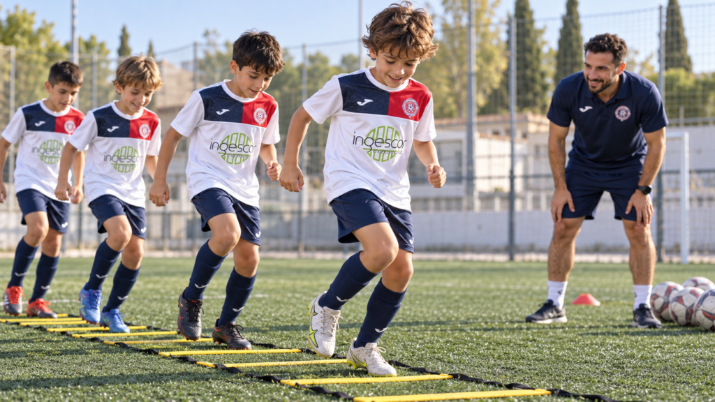 Imagen ilustrativa de fútbol base para Alevín B Federado con la equipación de CD Fuentes