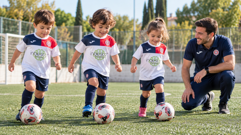 Imagen ilustrativa de fútbol base para Bebé Escuela con la equipación de CD Fuentes