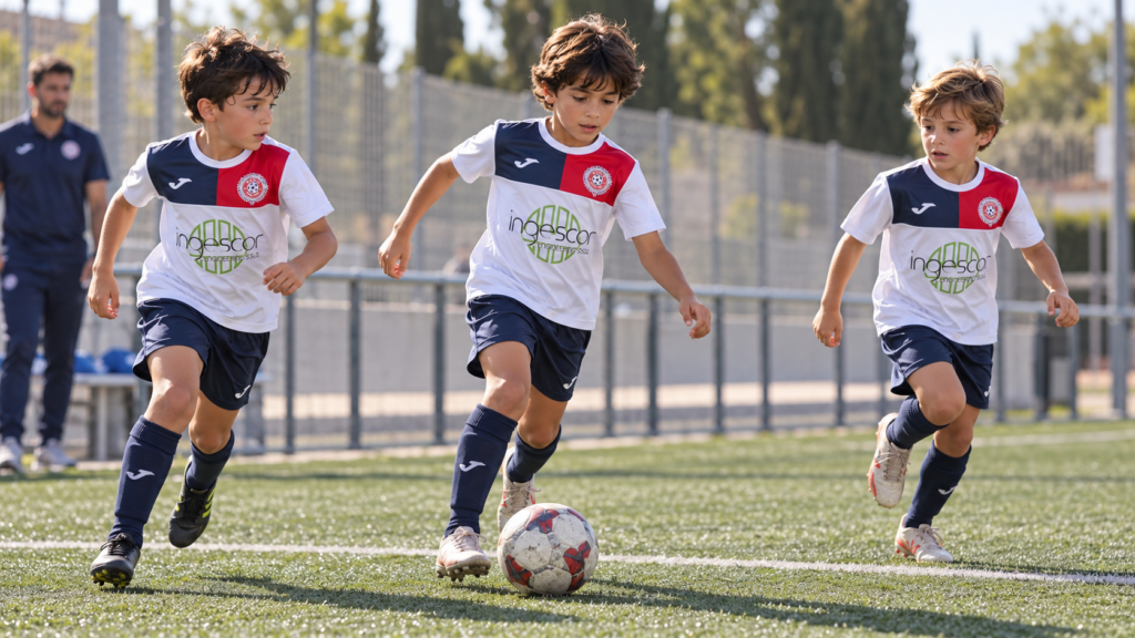 Imagen ilustrativa de fútbol base para Benjamín A Federado con la equipación de CD Fuentes