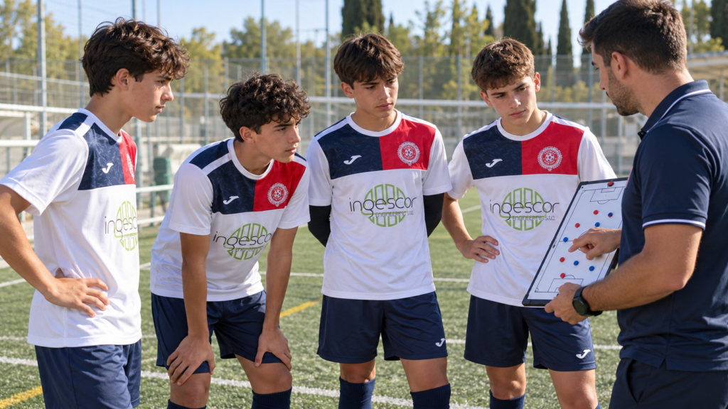 Imagen ilustrativa de fútbol base para Cadete Escuela con la equipación de CD Fuentes